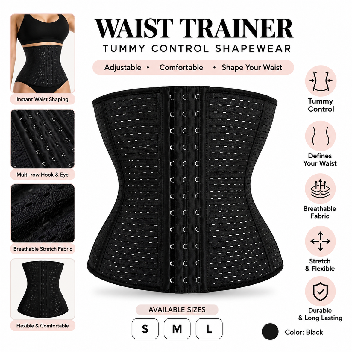 Women’s Adjustable Waist Trainer & Tummy Control Shapewear Corset
