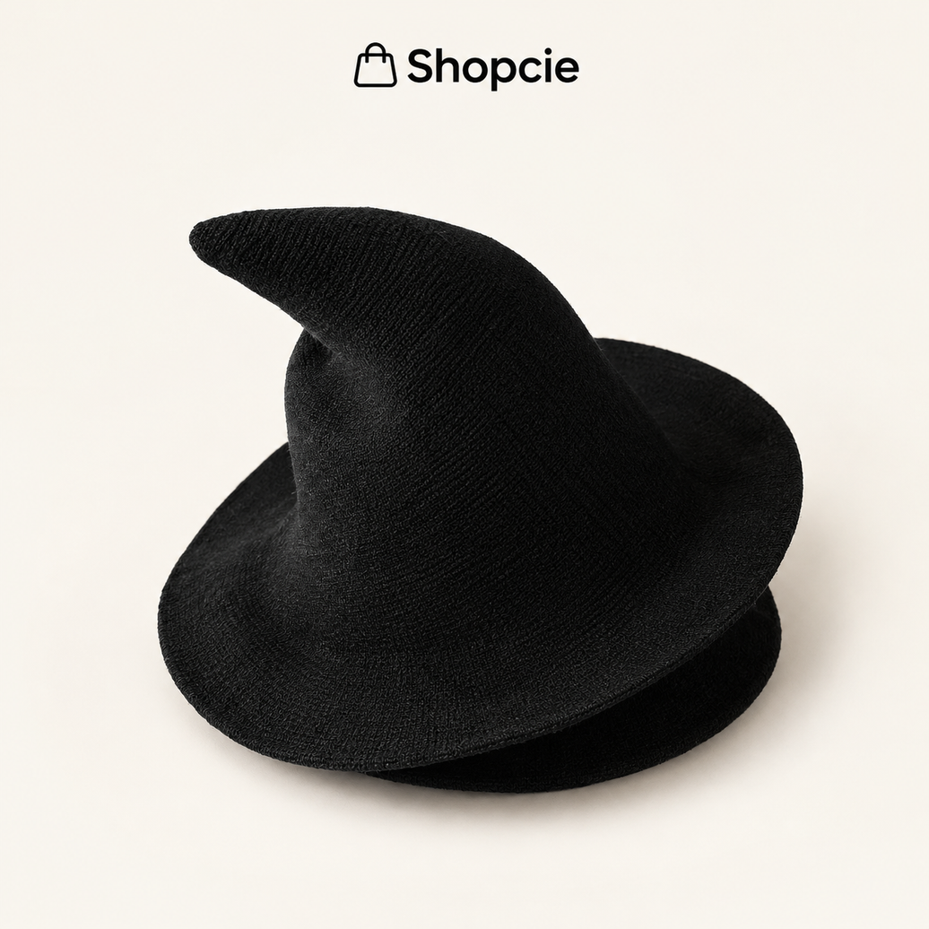 Black Knit Witch Hat – Halloween Costume & Cosplay Accessory