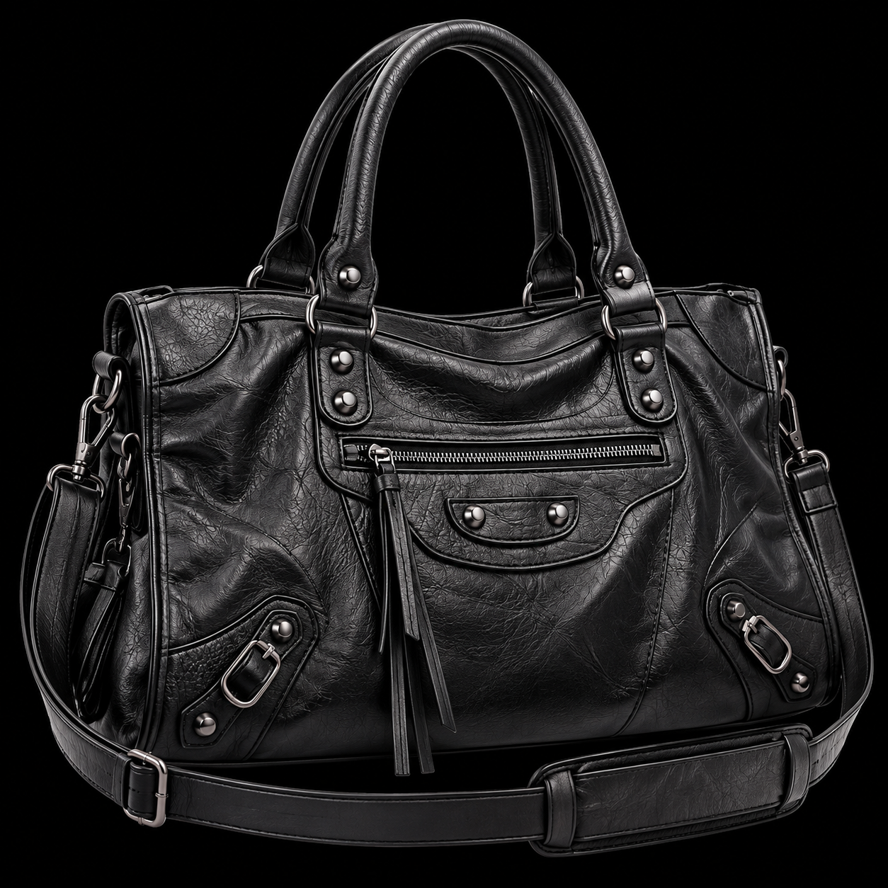 Women’s Vintage PU Leather Tote Bag – Large Capacity Shoulder & Crossbody Handbag
