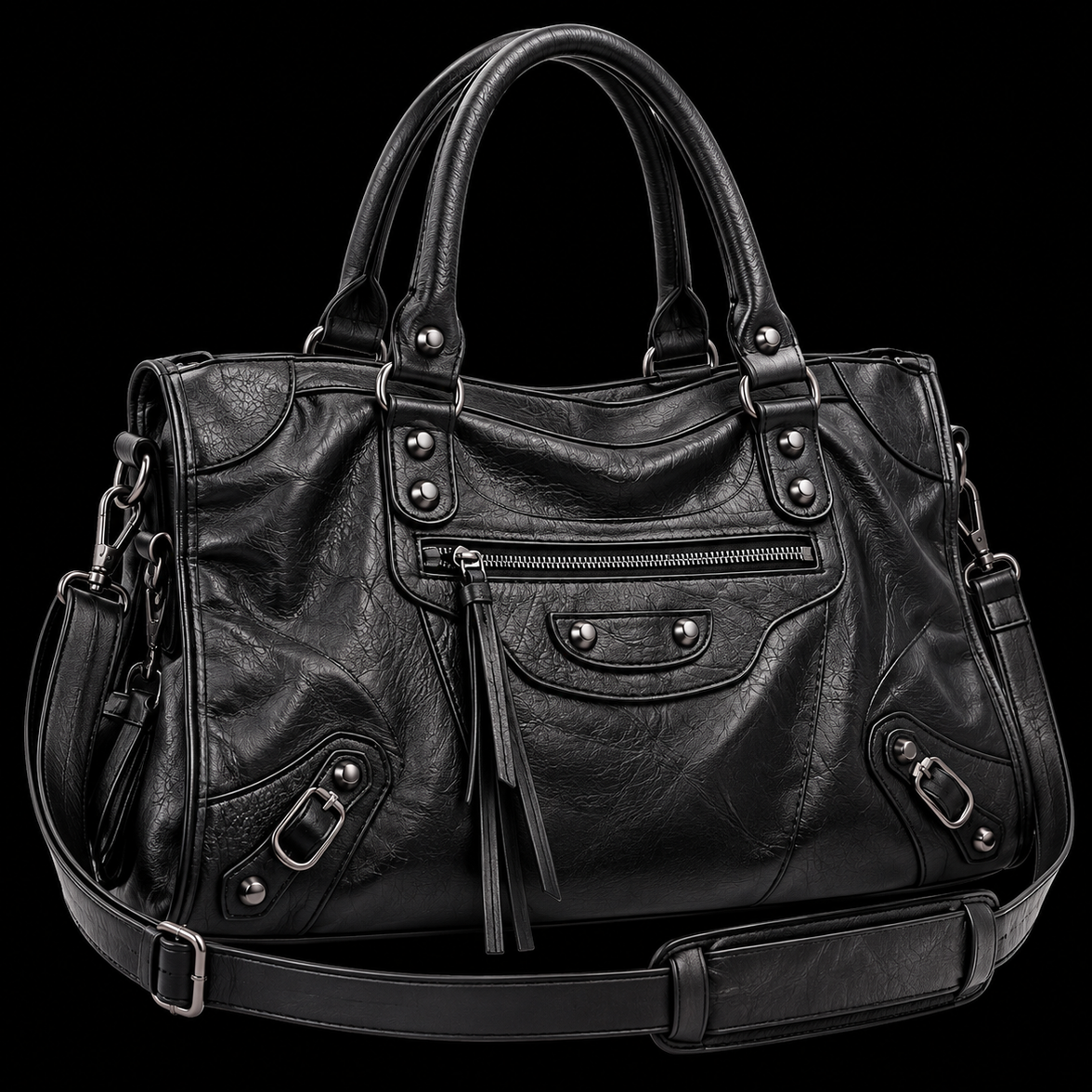 Women’s Vintage PU Leather Tote Bag – Large Capacity Shoulder & Crossbody Handbag