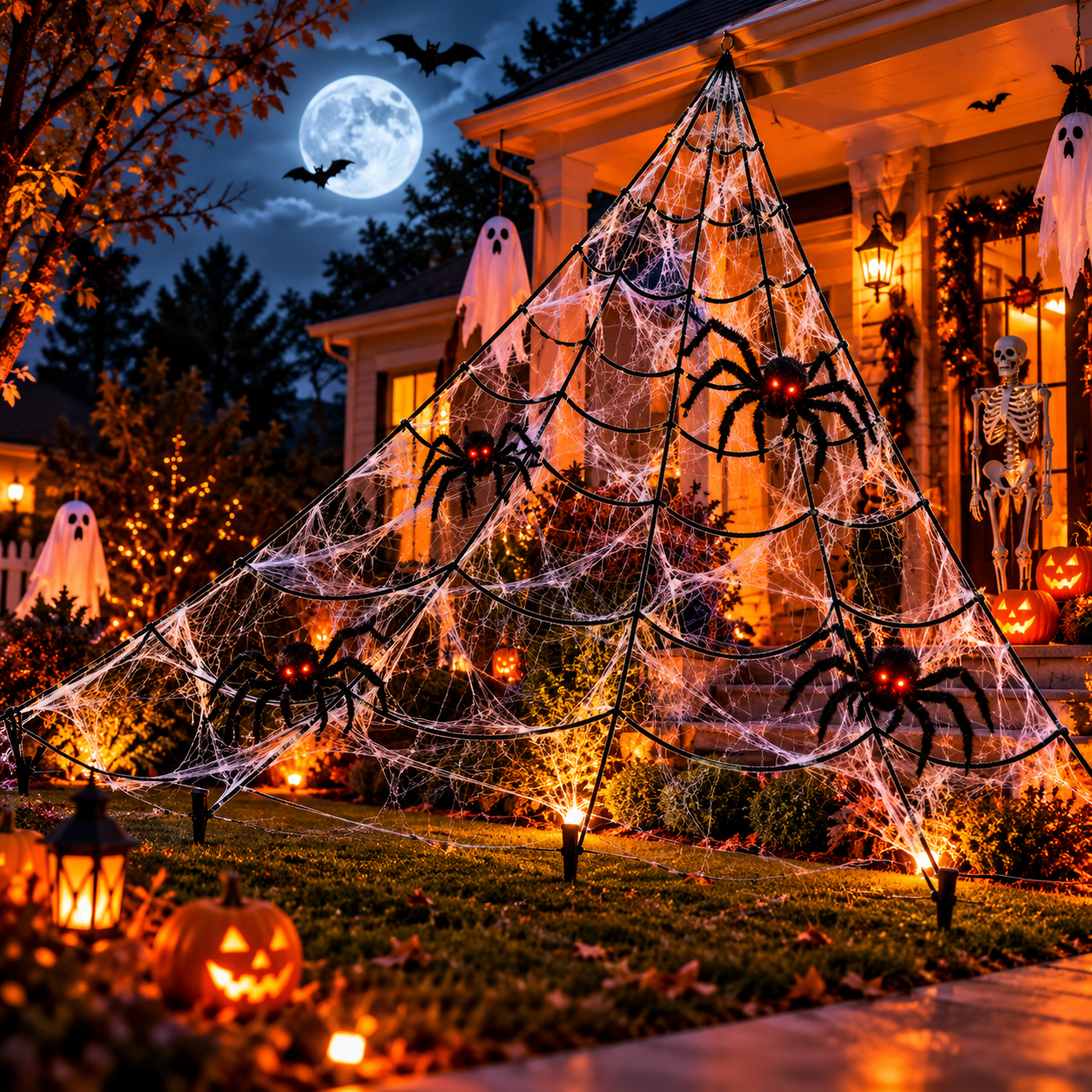 5M Giant Halloween Spider Web Decoration – Outdoor Yard & Party Décor