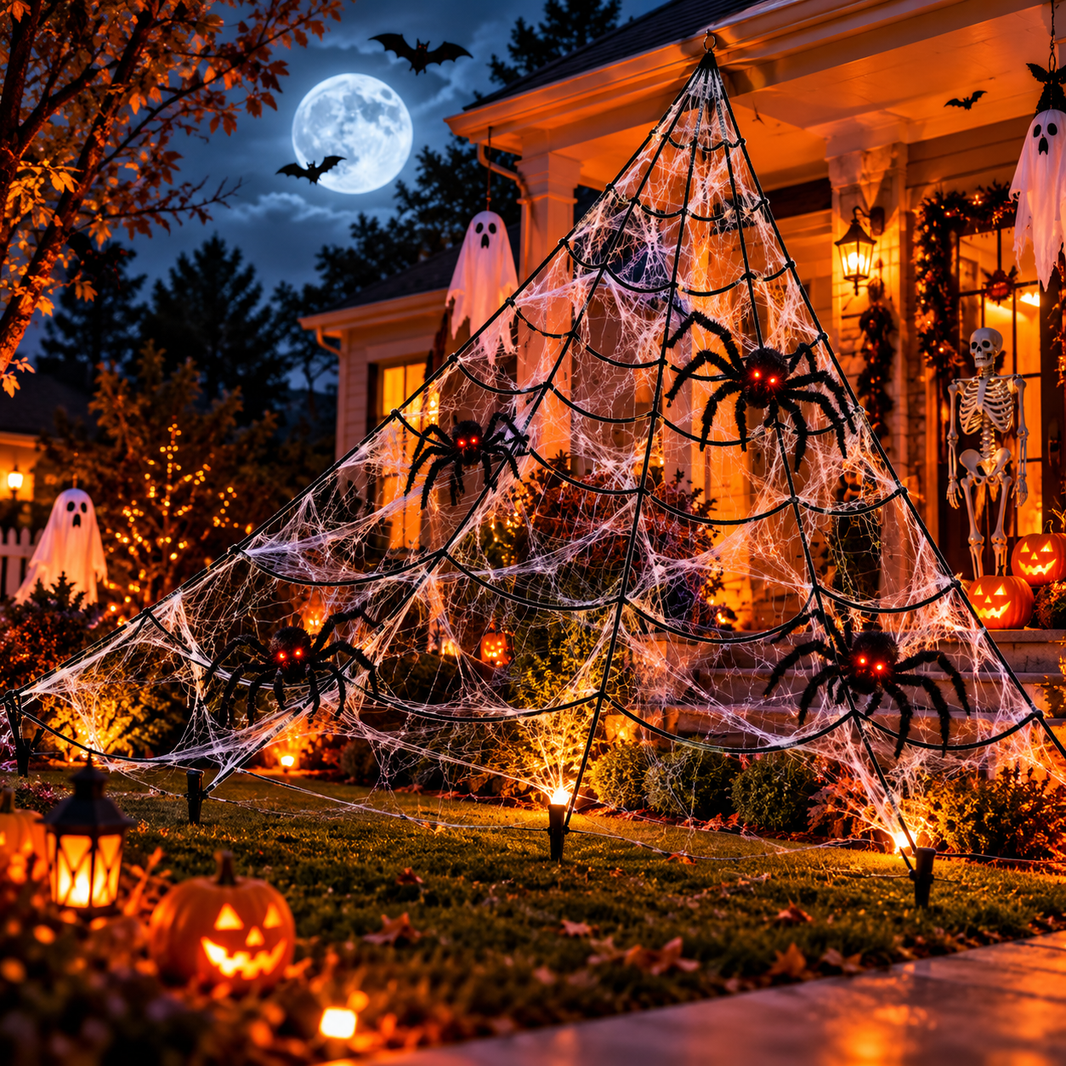 5M Giant Halloween Spider Web Decoration – Outdoor Yard & Party Décor
