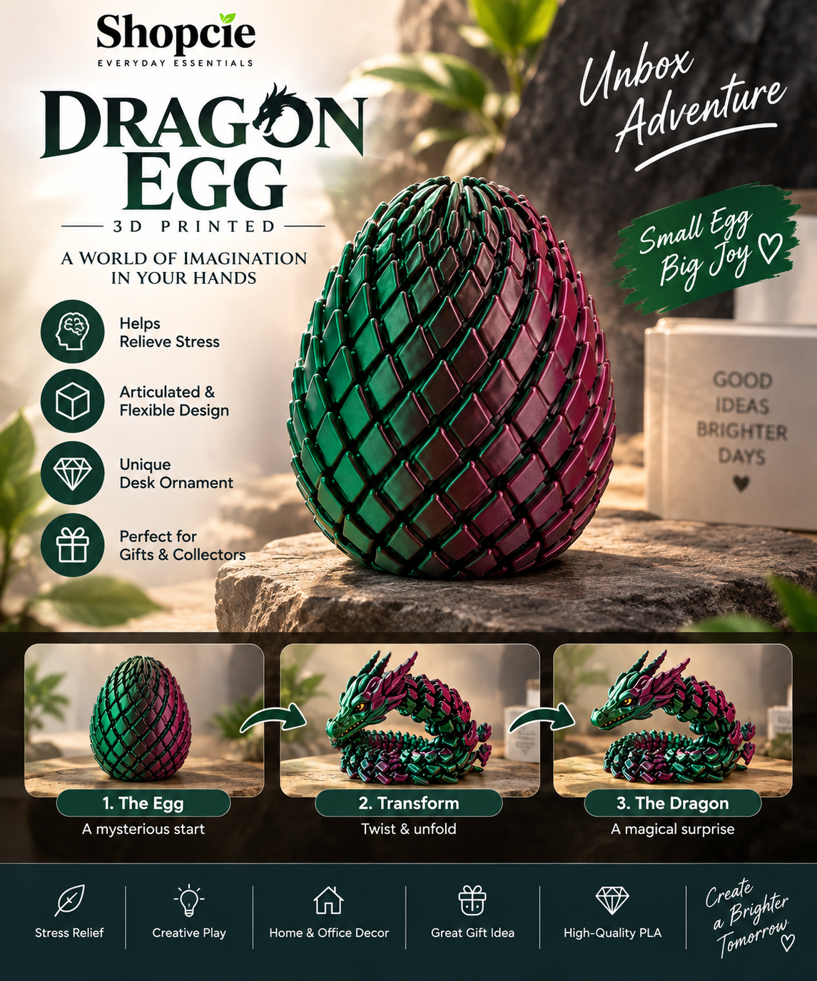 3D Articulated Dragon Egg