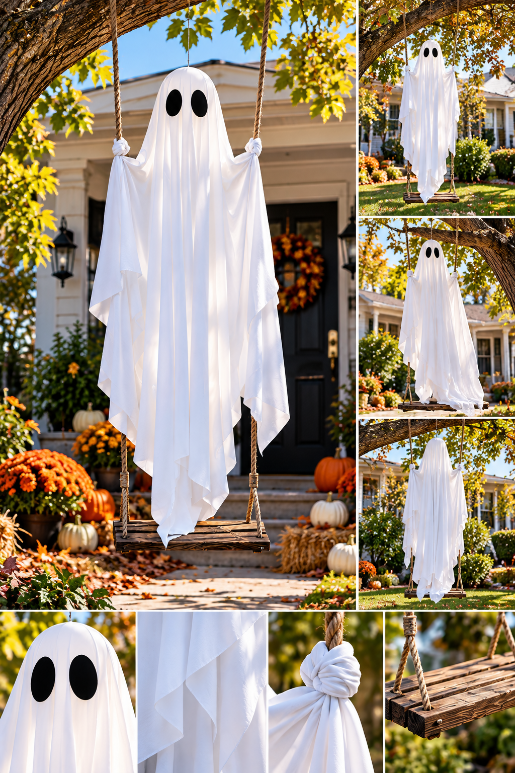 Hanging Swing Ghost Halloween Decoration – Large Outdoor Porch & Yard Décor