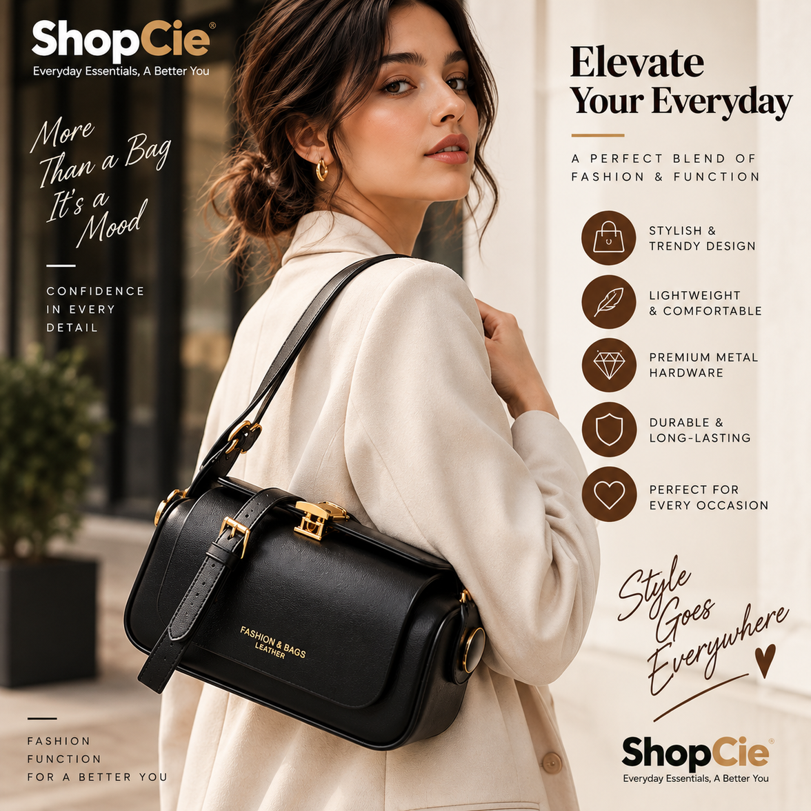 Vintage Colour Block East-West Shoulder Bag – Retro Everyday Handbag