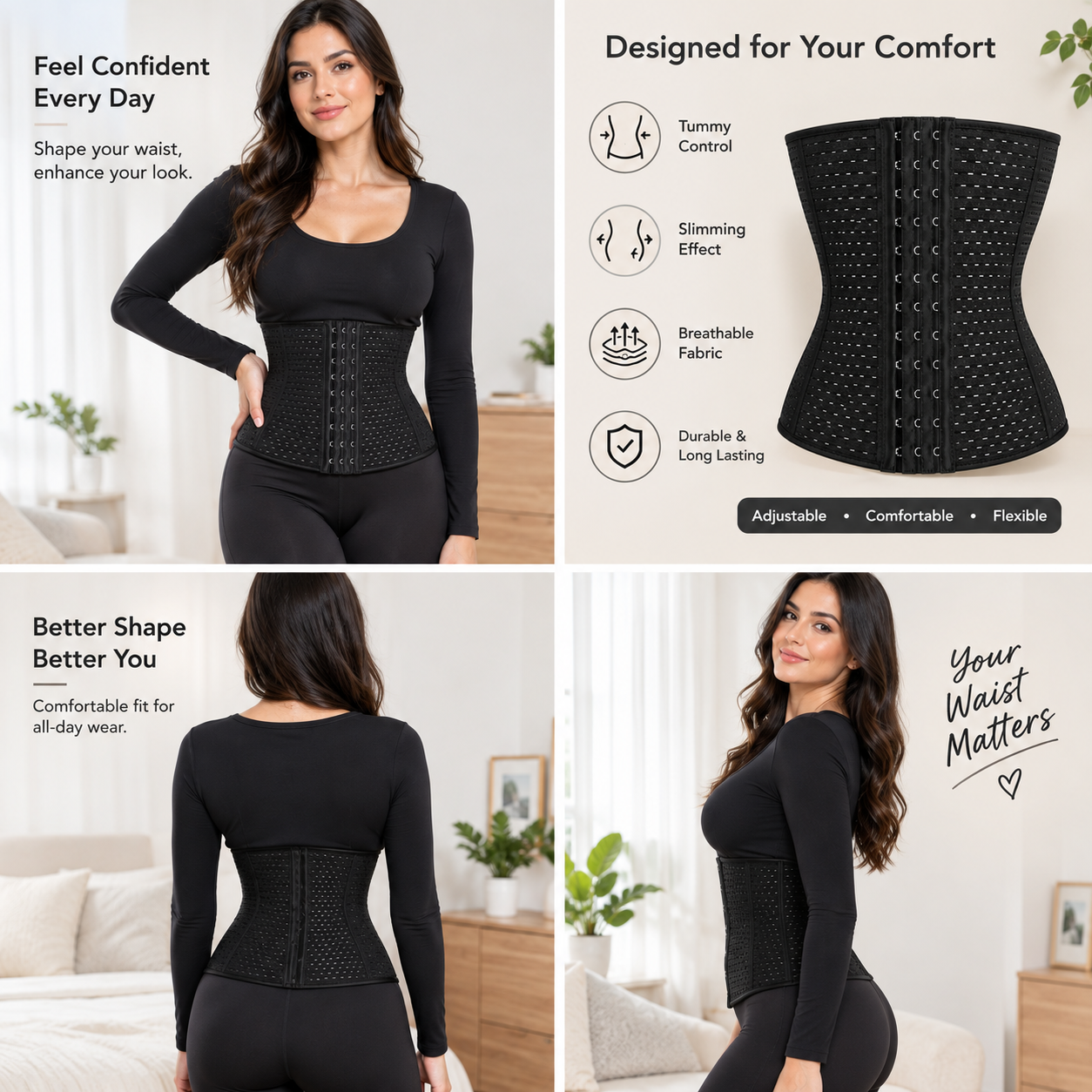 Women’s Adjustable Waist Trainer & Tummy Control Shapewear Corset