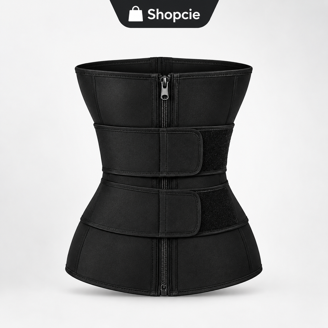 Women’s Adjustable Waist Trainer with Double Belts & Zipper