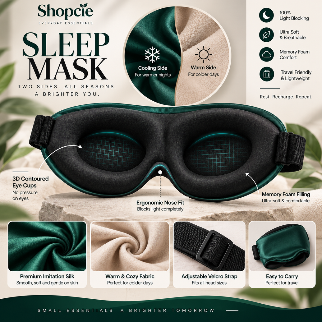 Dual-Sided Cooling & Warm Sleep Mask – Soft Light Blocking Eye Mask