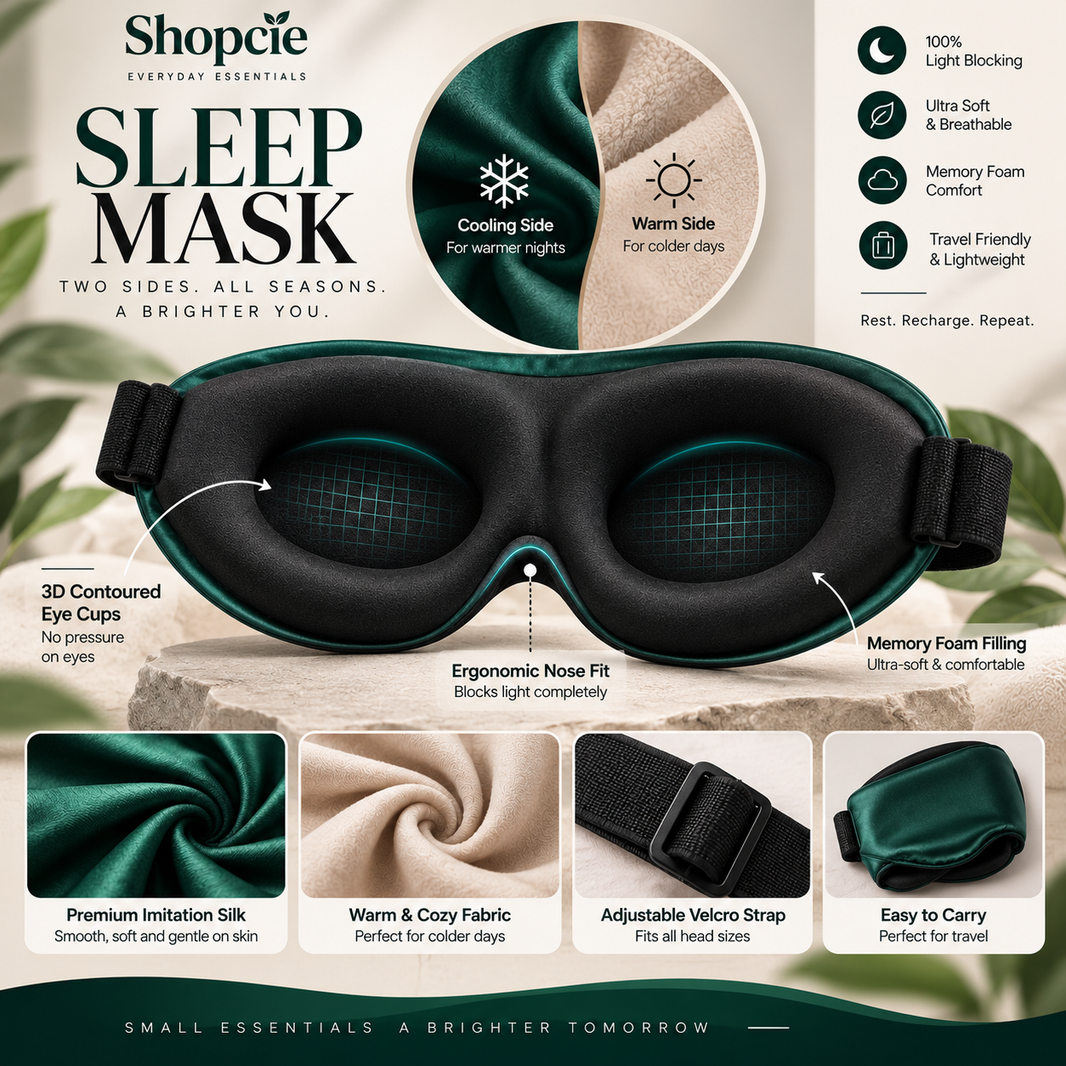 Dual-Sided Cooling & Warm Sleep Mask – Soft Light Blocking Eye Mask