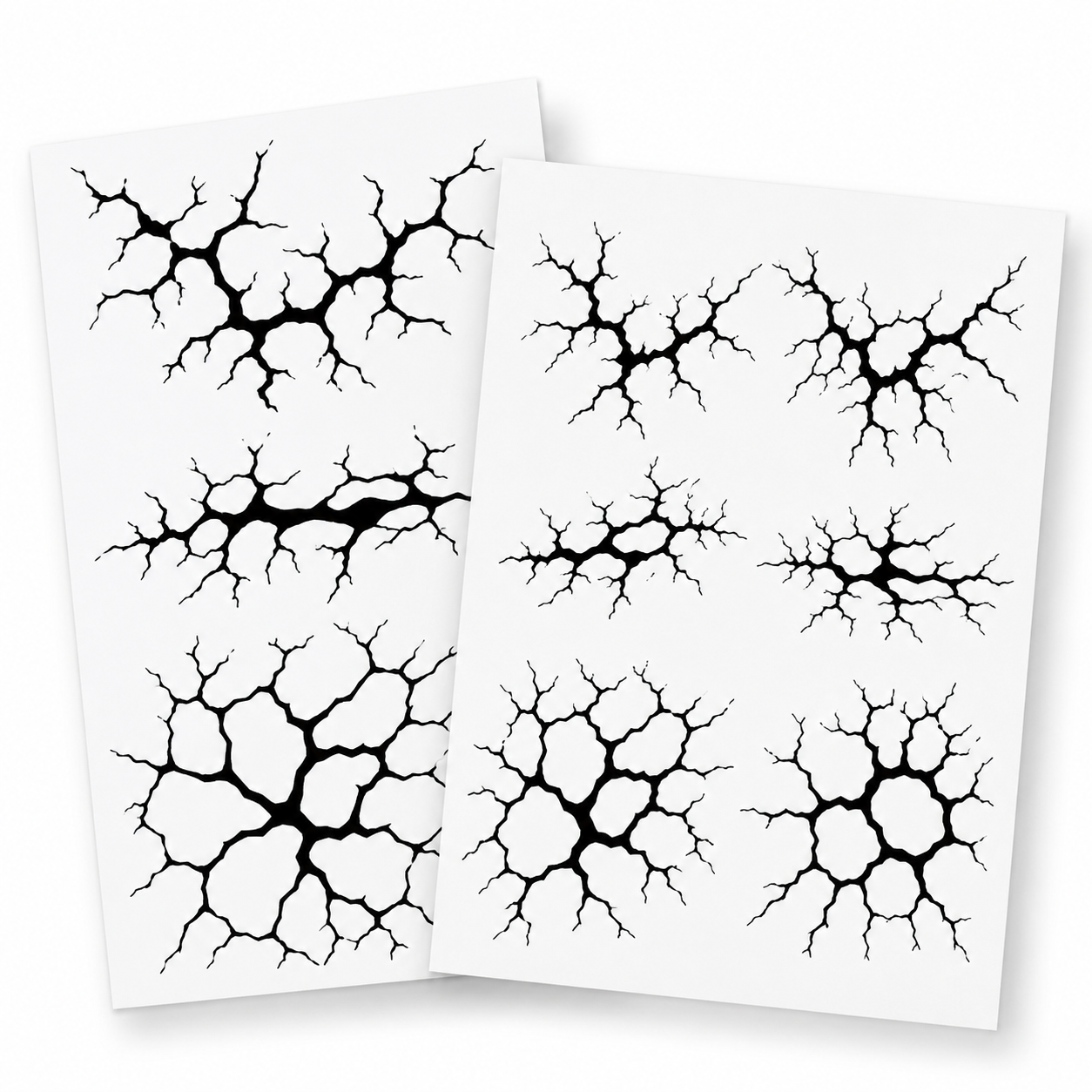 2-Piece Halloween Black Crack Temporary Tattoos – Horror Broken Skin Body Stickers