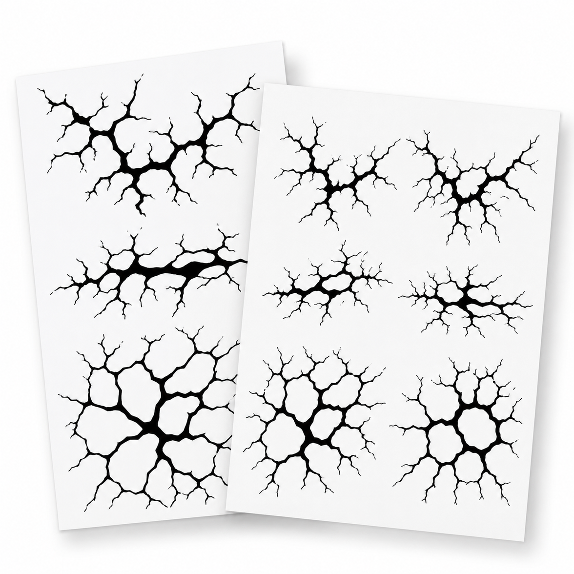 2-Piece Halloween Black Crack Temporary Tattoos – Horror Broken Skin Body Stickers