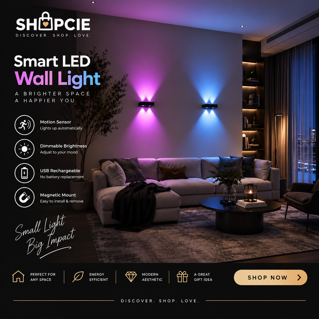 Rechargeable Motion Sensor LED Wall Light with RGB Ambient Glow