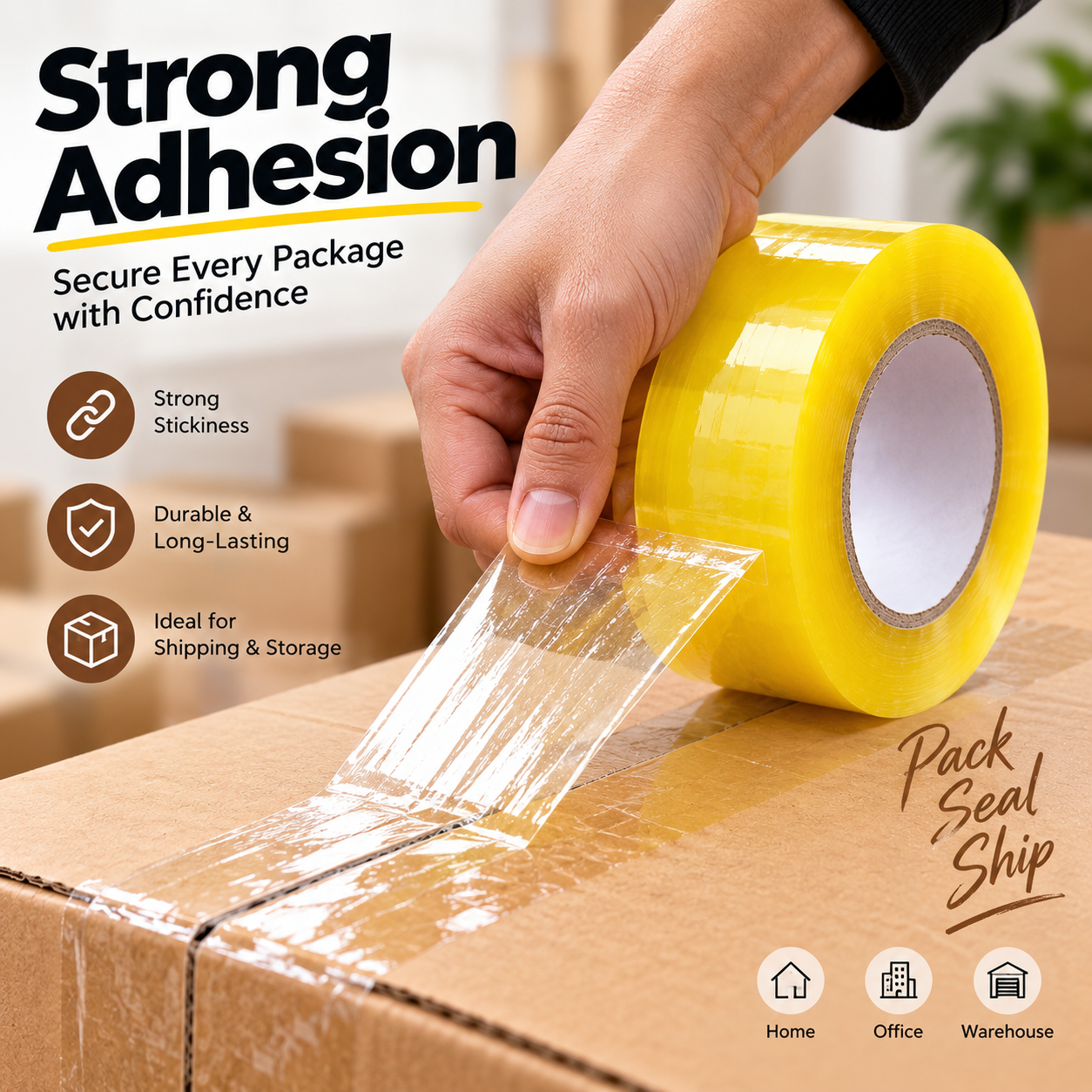 Heavy-Duty Transparent Packing Tape 2 Rolls