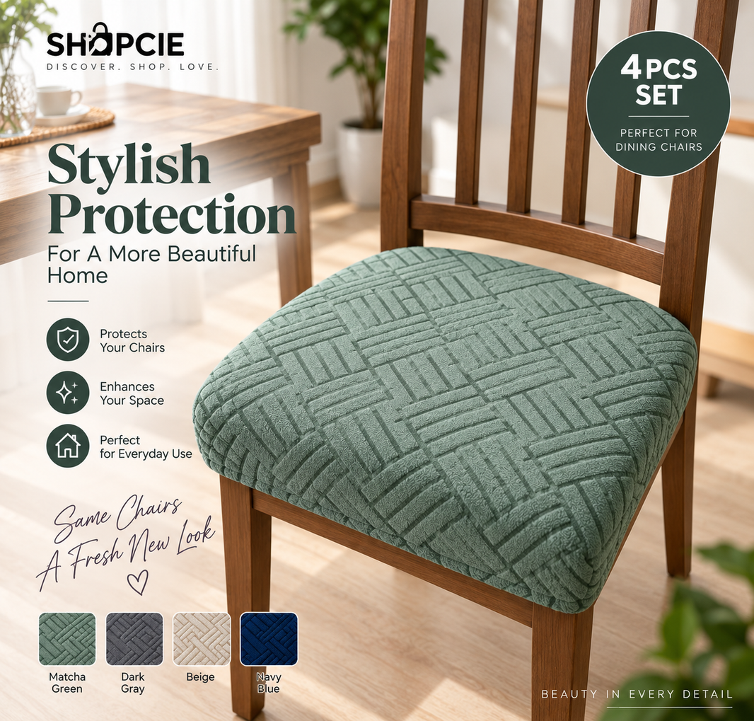 Stretch Jacquard Dining Chair Covers – 4/6 Piece Set