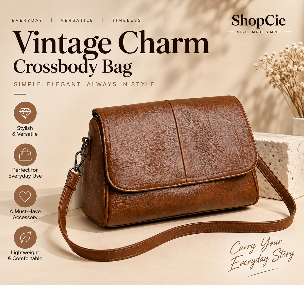Vintage Oil Wax Crossbody Bag – Retro Flap Shoulder Bag for Women