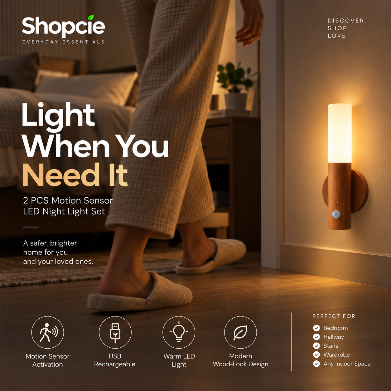 Rechargeable Motion Sensor LED Wall Light
