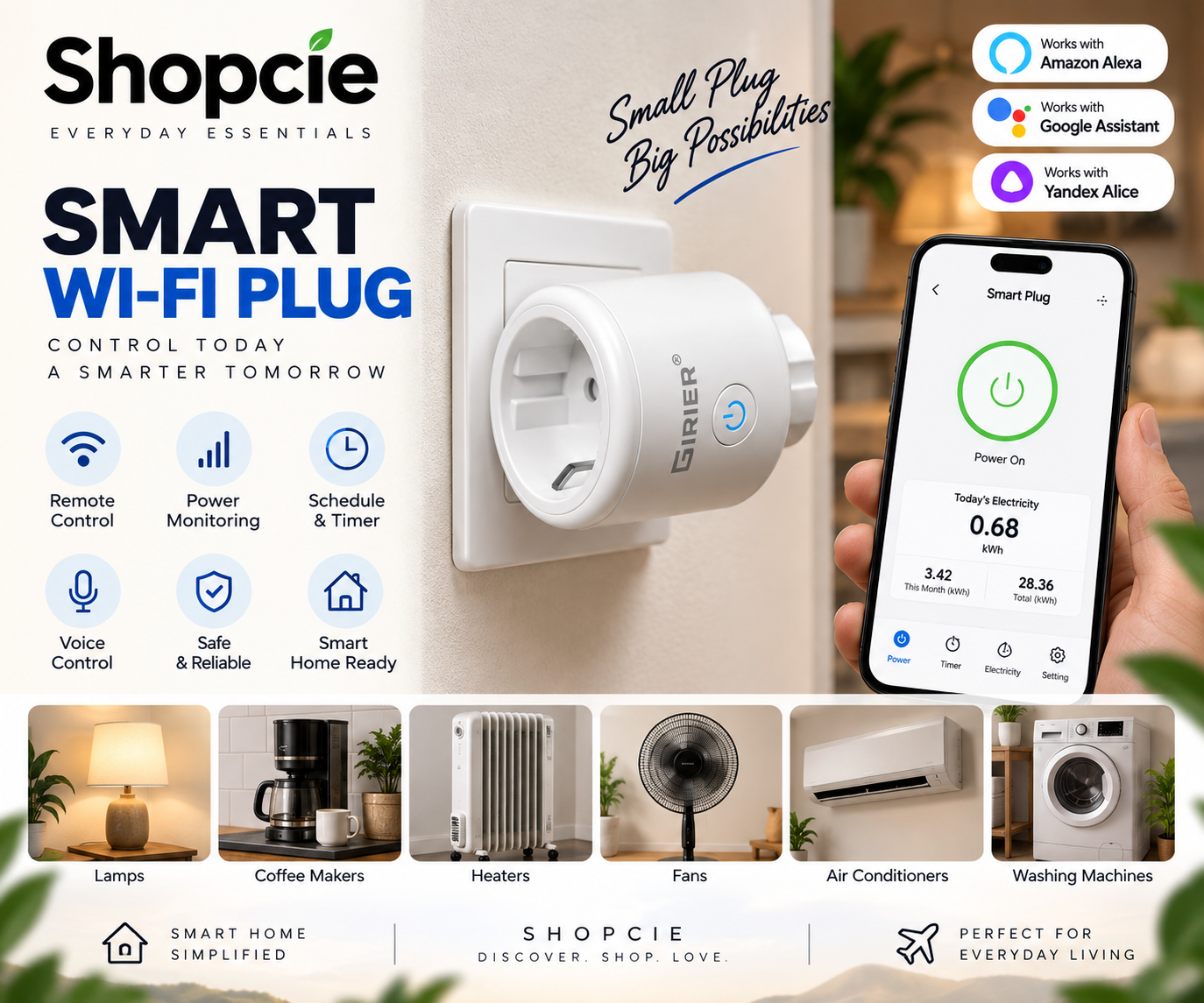 20A Smart WiFi Plug with Power Monitoring