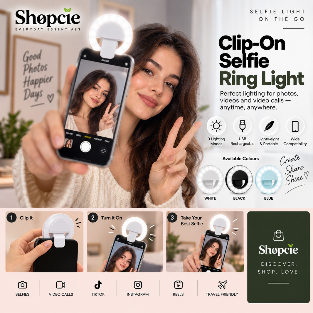 Rechargeable Clip-On Selfie Ring Light