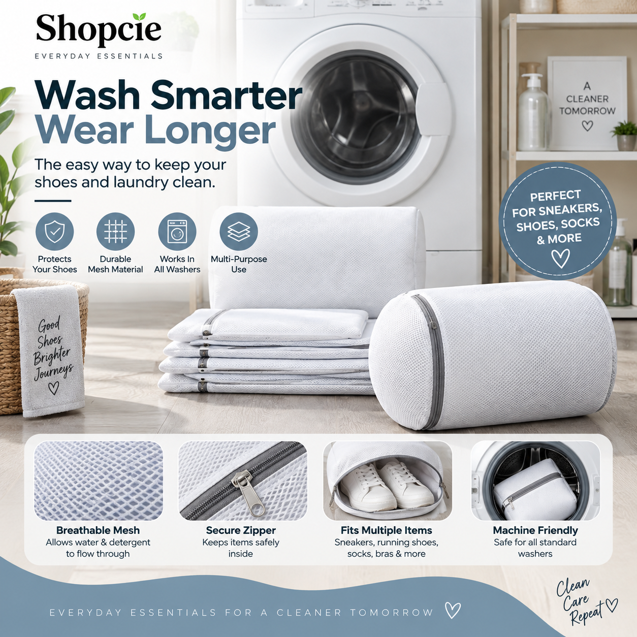 Reusable Shoe Washing Bag with Zipper