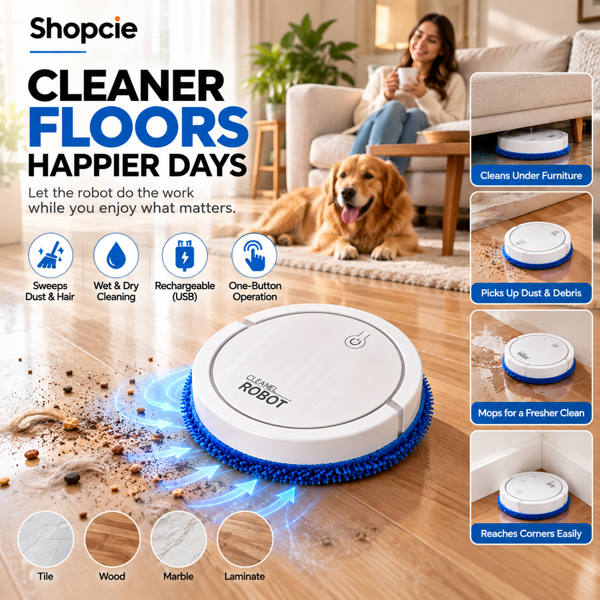 Smart Rechargeable Robot Floor Cleaner – Automatic Wet & Dry Sweeping Mop