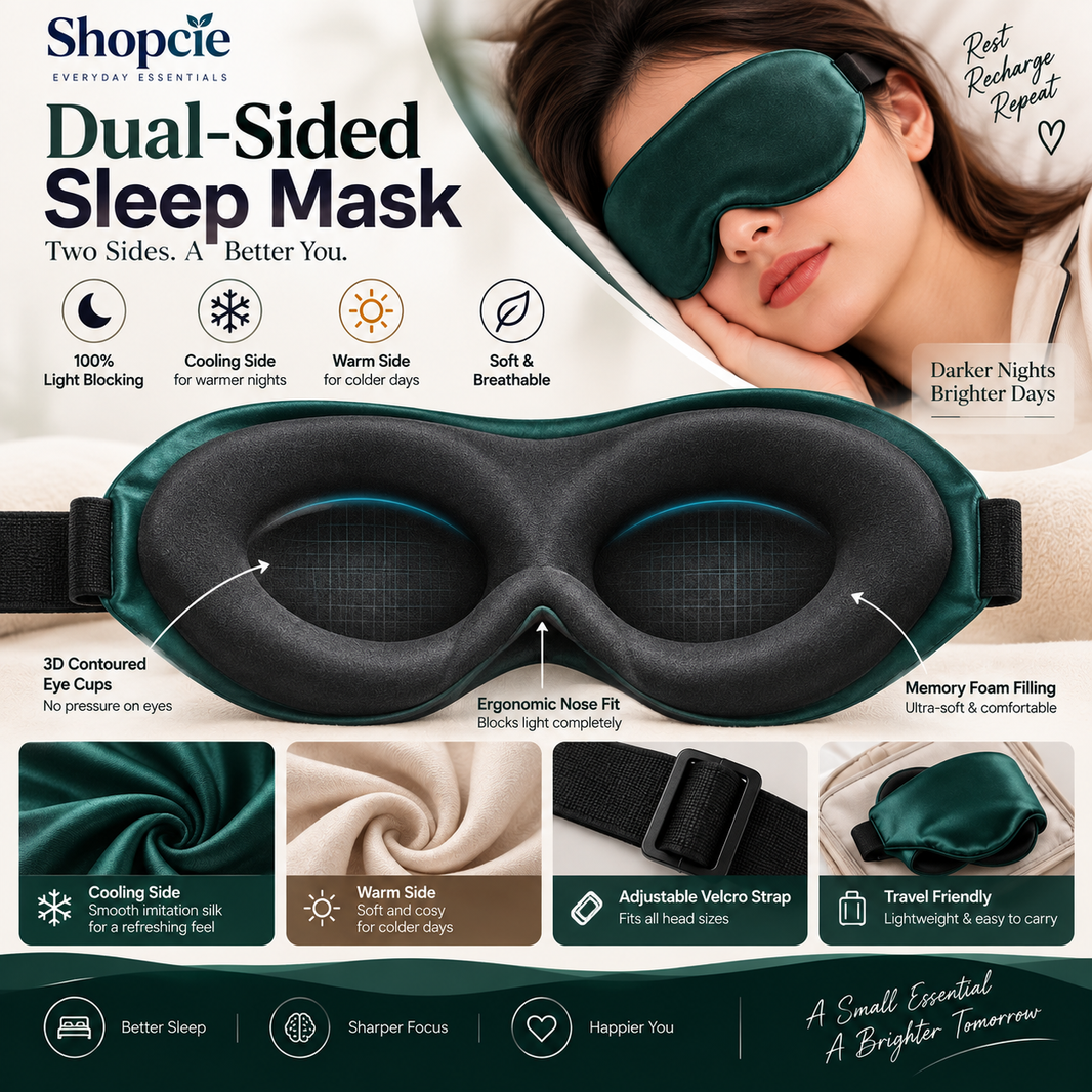 Dual-Sided Cooling & Warm Sleep Mask – Soft Light Blocking Eye Mask