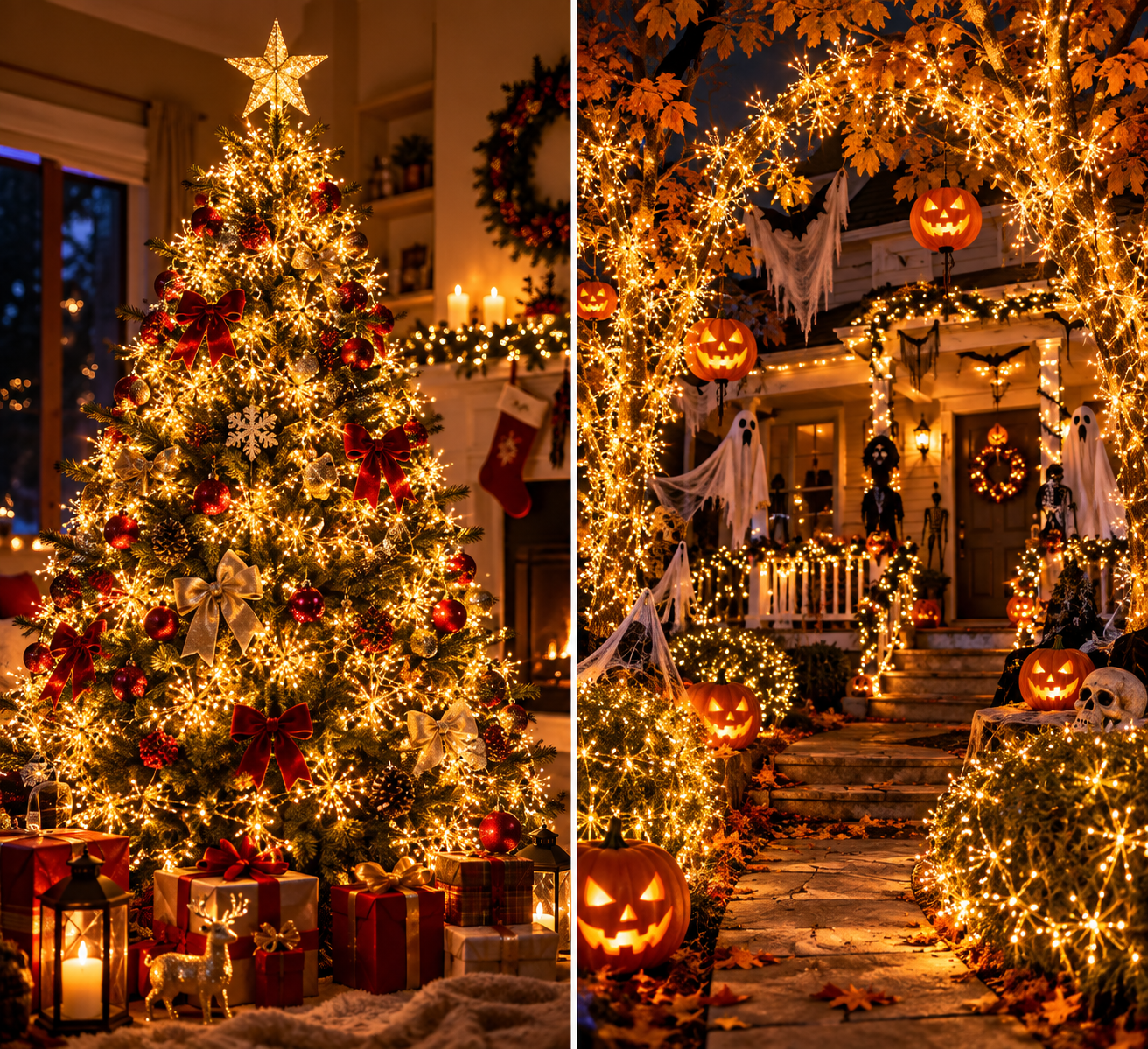 75M 2000 LED Firecracker String Lights – Warm White with Remote & US Plug