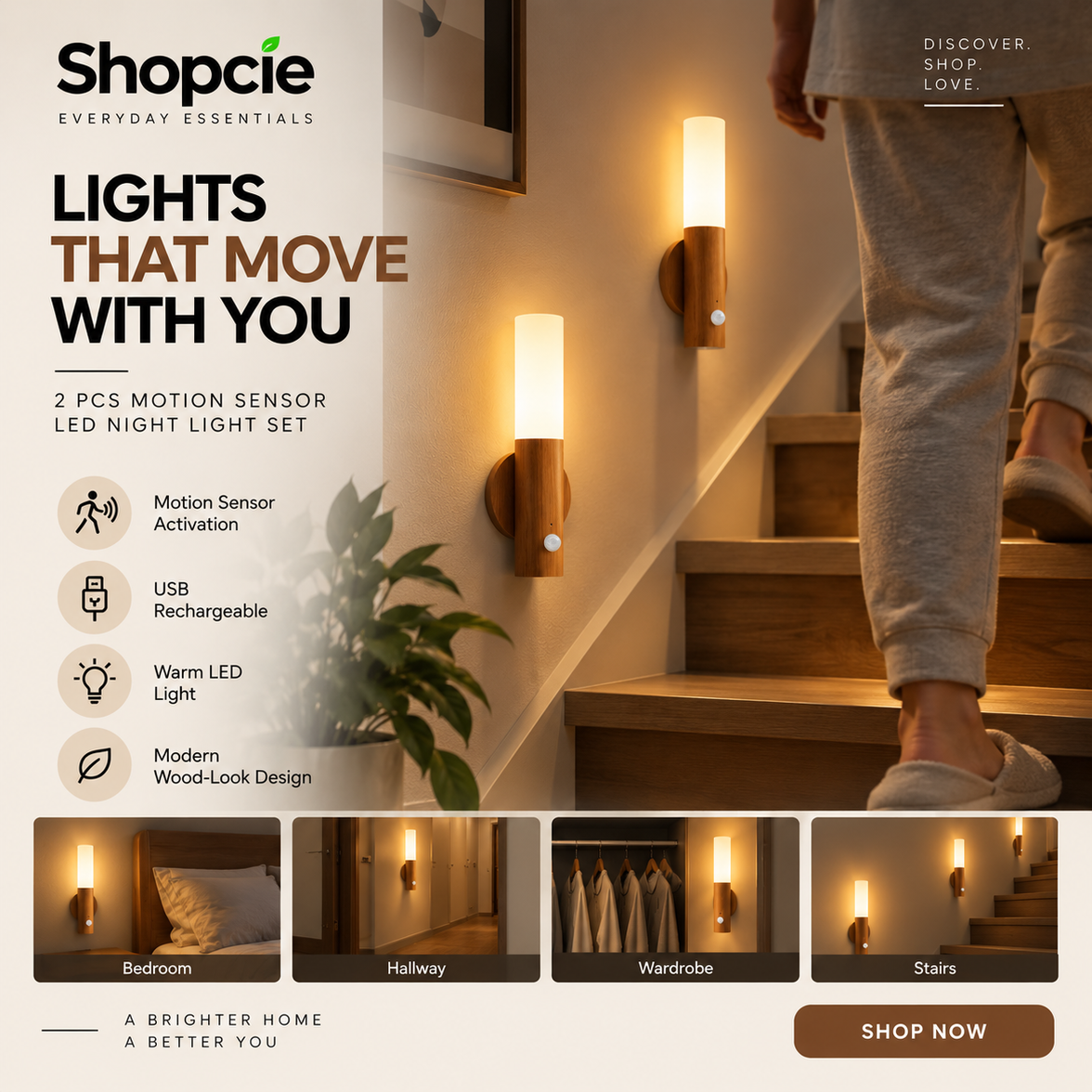 Rechargeable Motion Sensor LED Wall Light