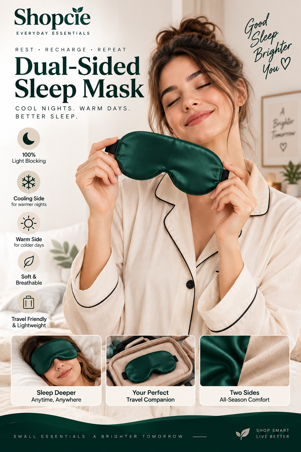 Dual-Sided Cooling & Warm Sleep Mask – Soft Light Blocking Eye Mask