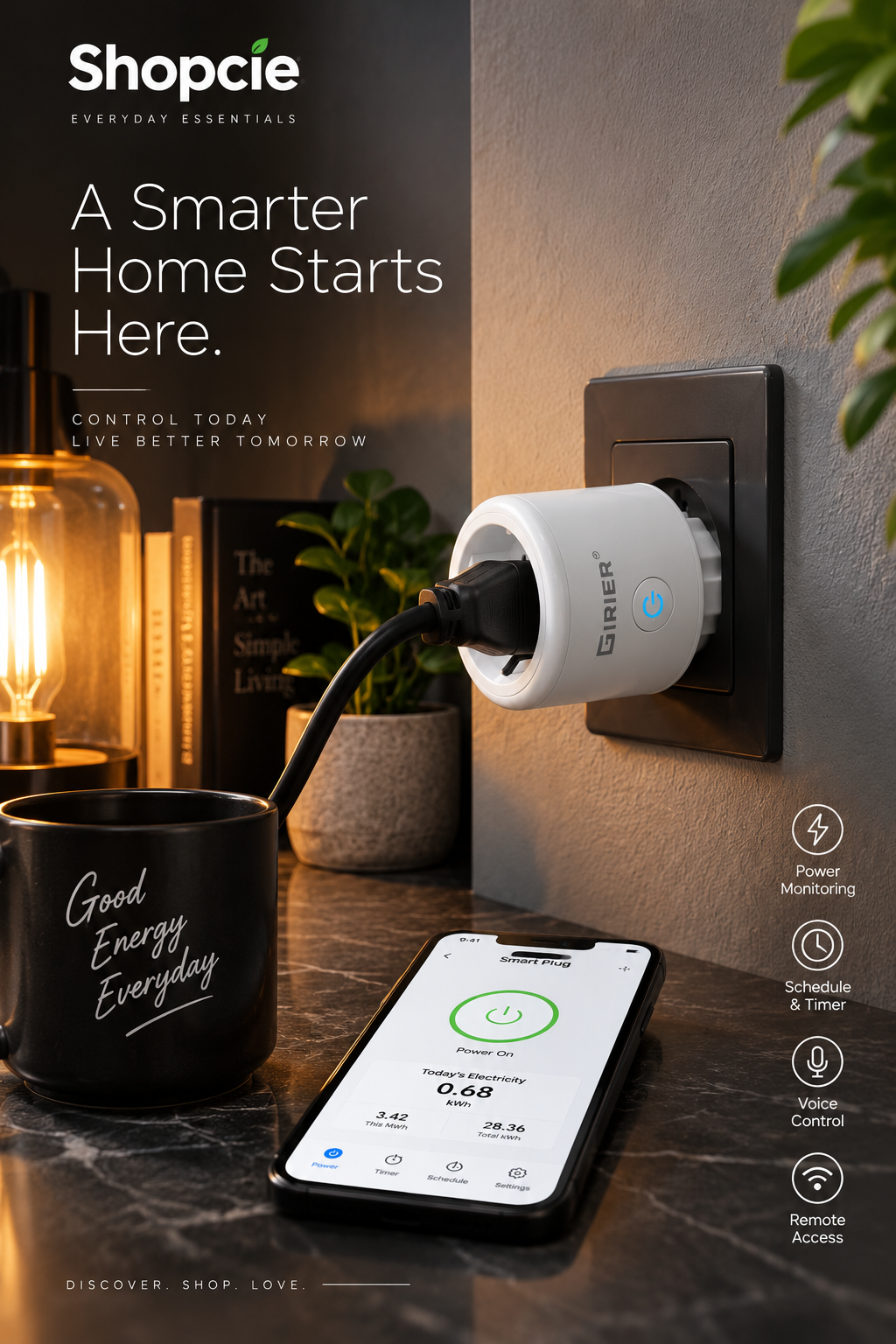 20A Smart WiFi Plug with Power Monitoring
