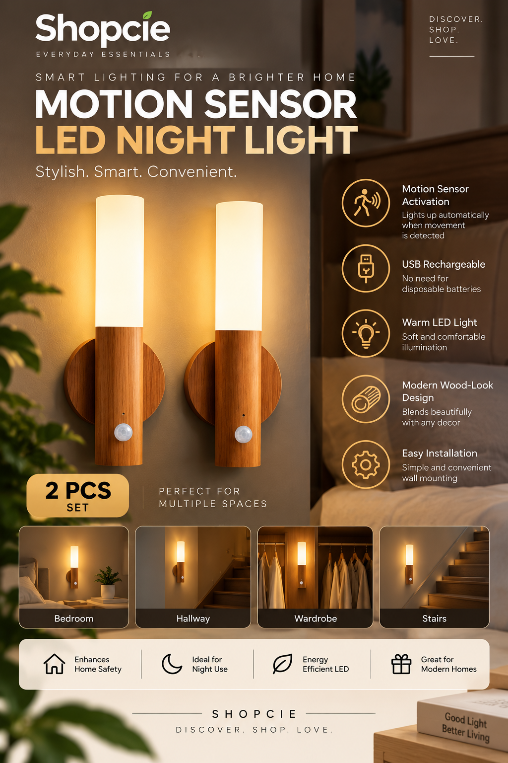 Rechargeable Motion Sensor LED Wall Light