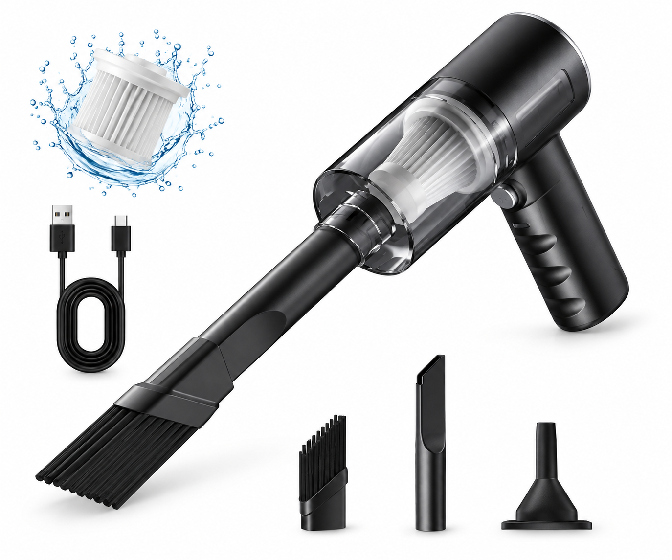 Cordless Handheld Car Vacuum – USB Rechargeable Portable Cleaner
