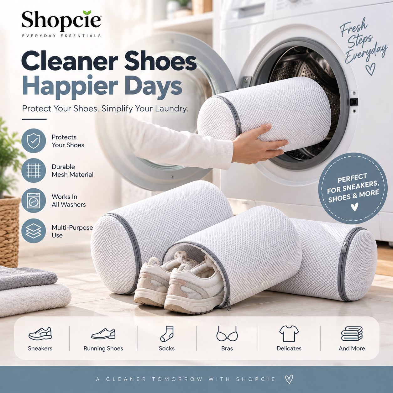 Reusable Shoe Washing Bag with Zipper