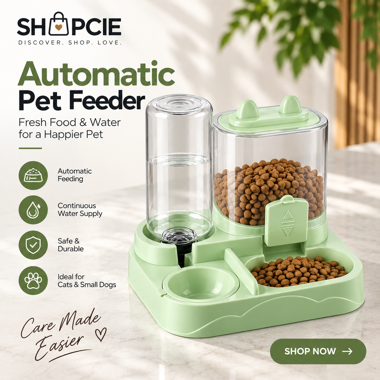 Automatic Pet Feeder & Water Dispenser for Cats & Dogs
