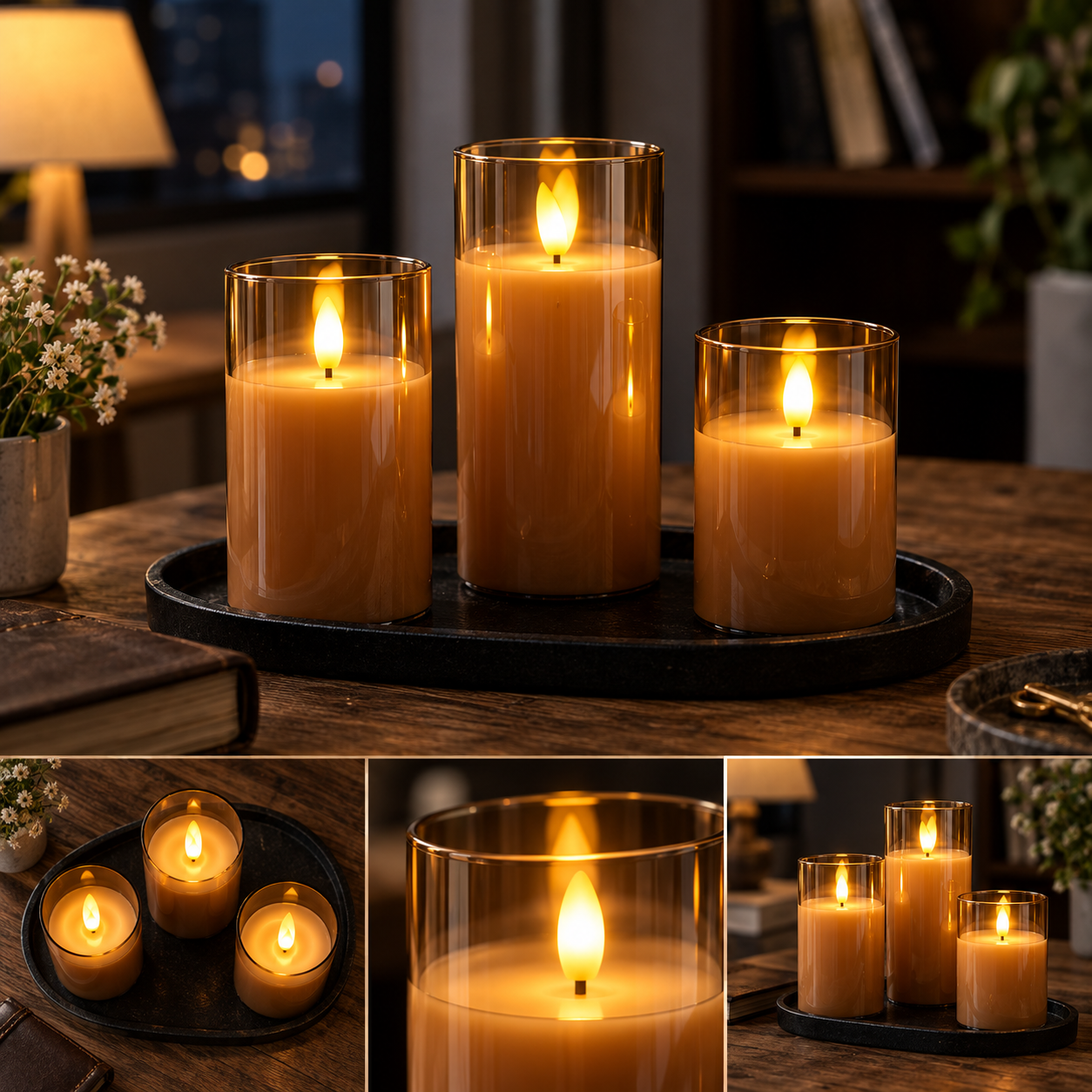 3-Piece Flameless LED Candle Set – Battery-Powered Decorative Candles
